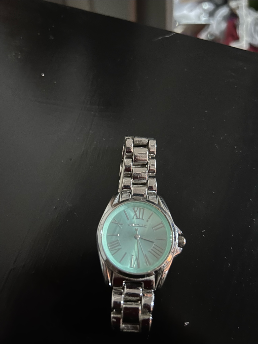 Silver Link Watch With Mint Green Dial